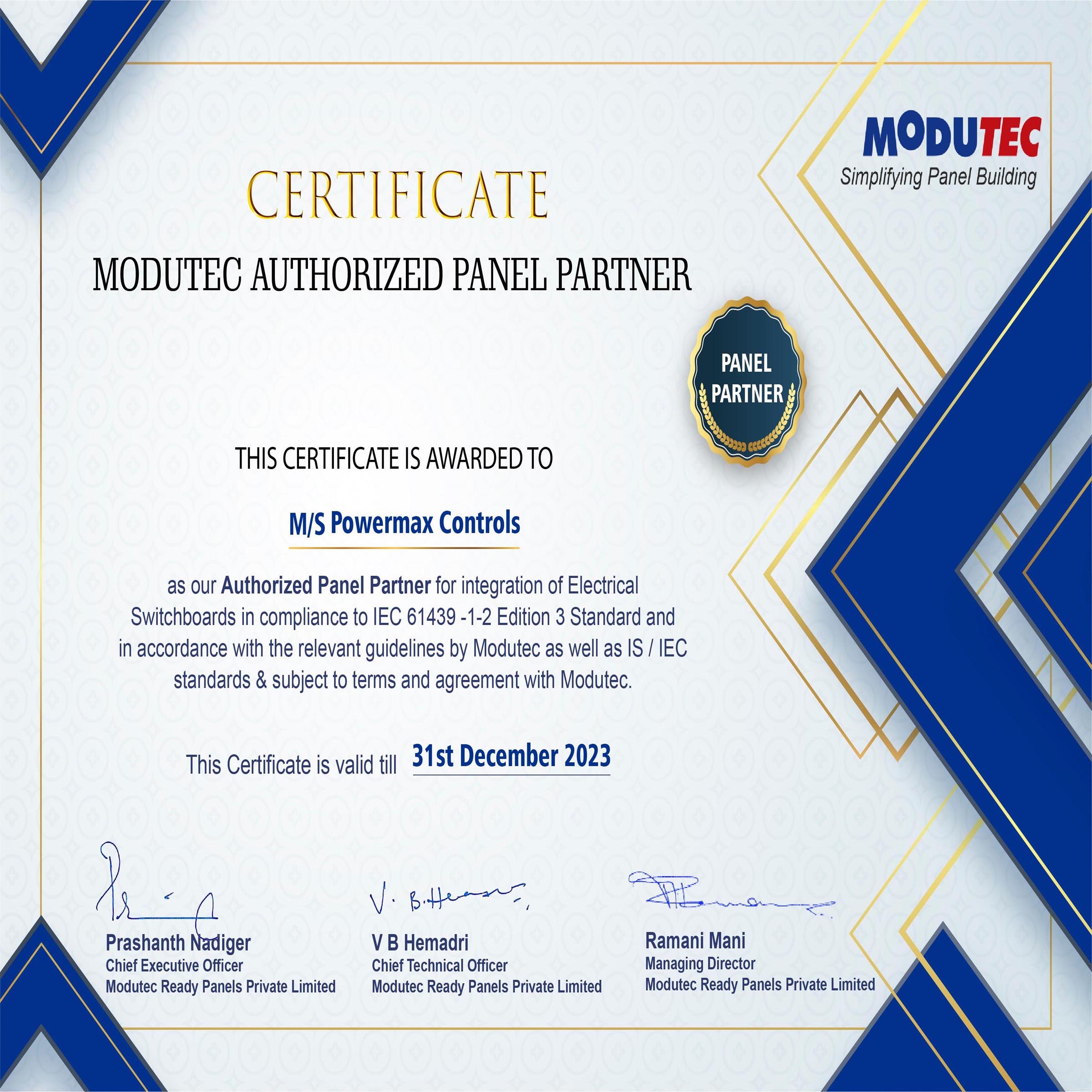 modutec certificate